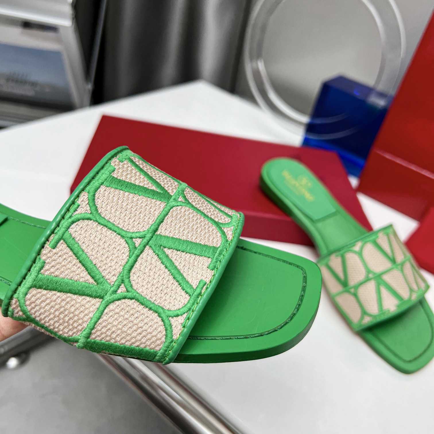 Valenti Toile Iconographe Slide Sandal  - FashionPlug