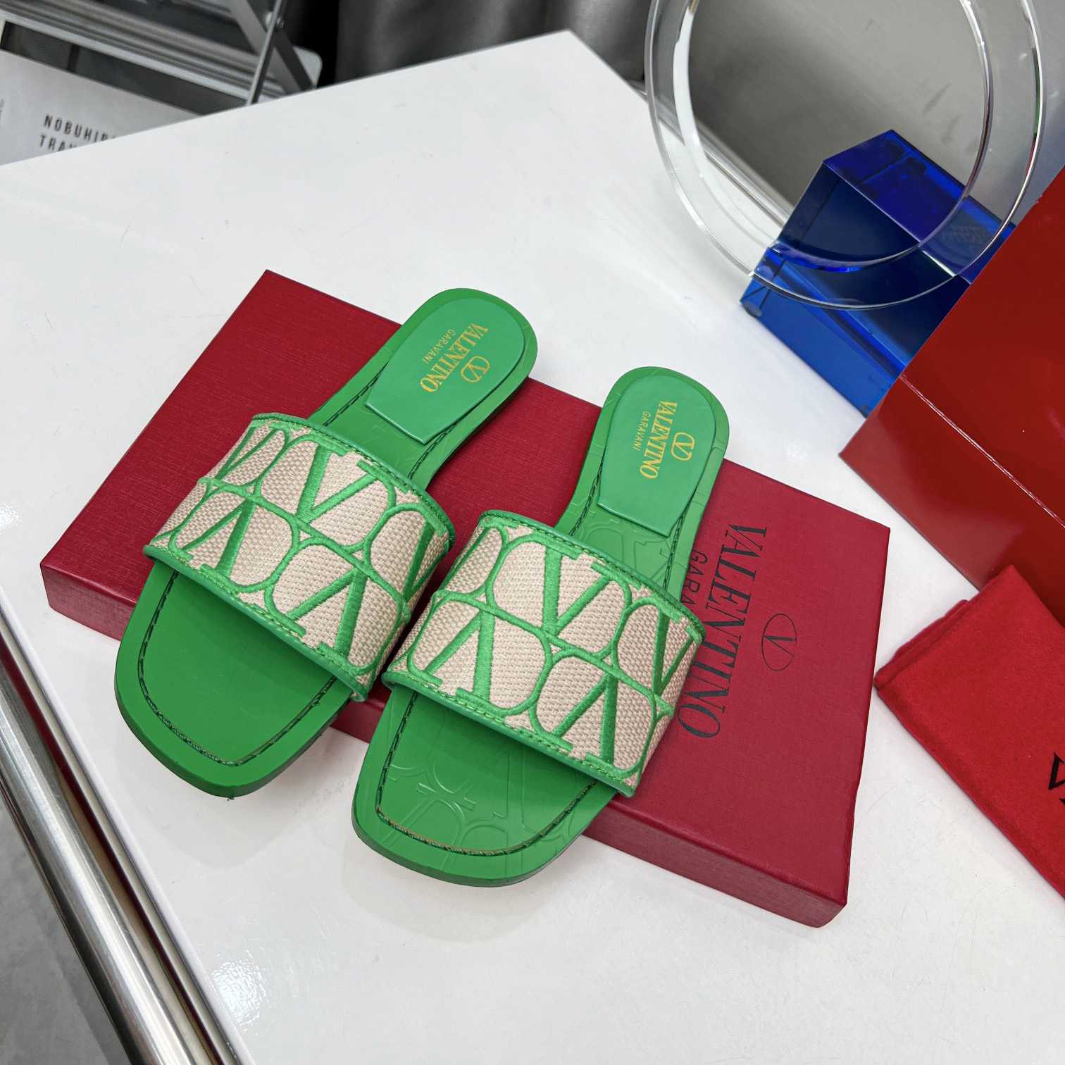 Valenti Toile Iconographe Slide Sandal  - FashionPlug