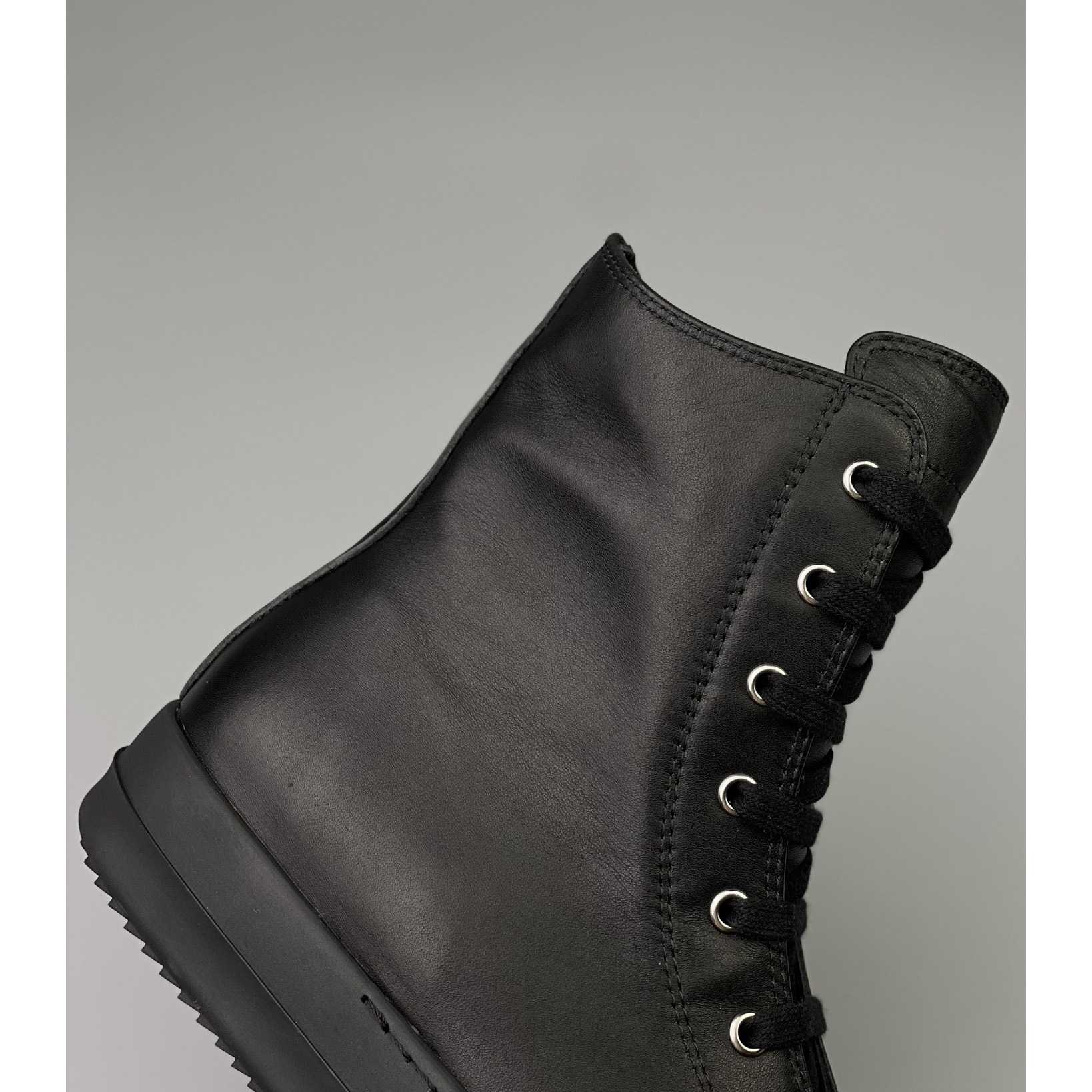 Rick Owens  Leather High Top Sneakers - FashionPlug
