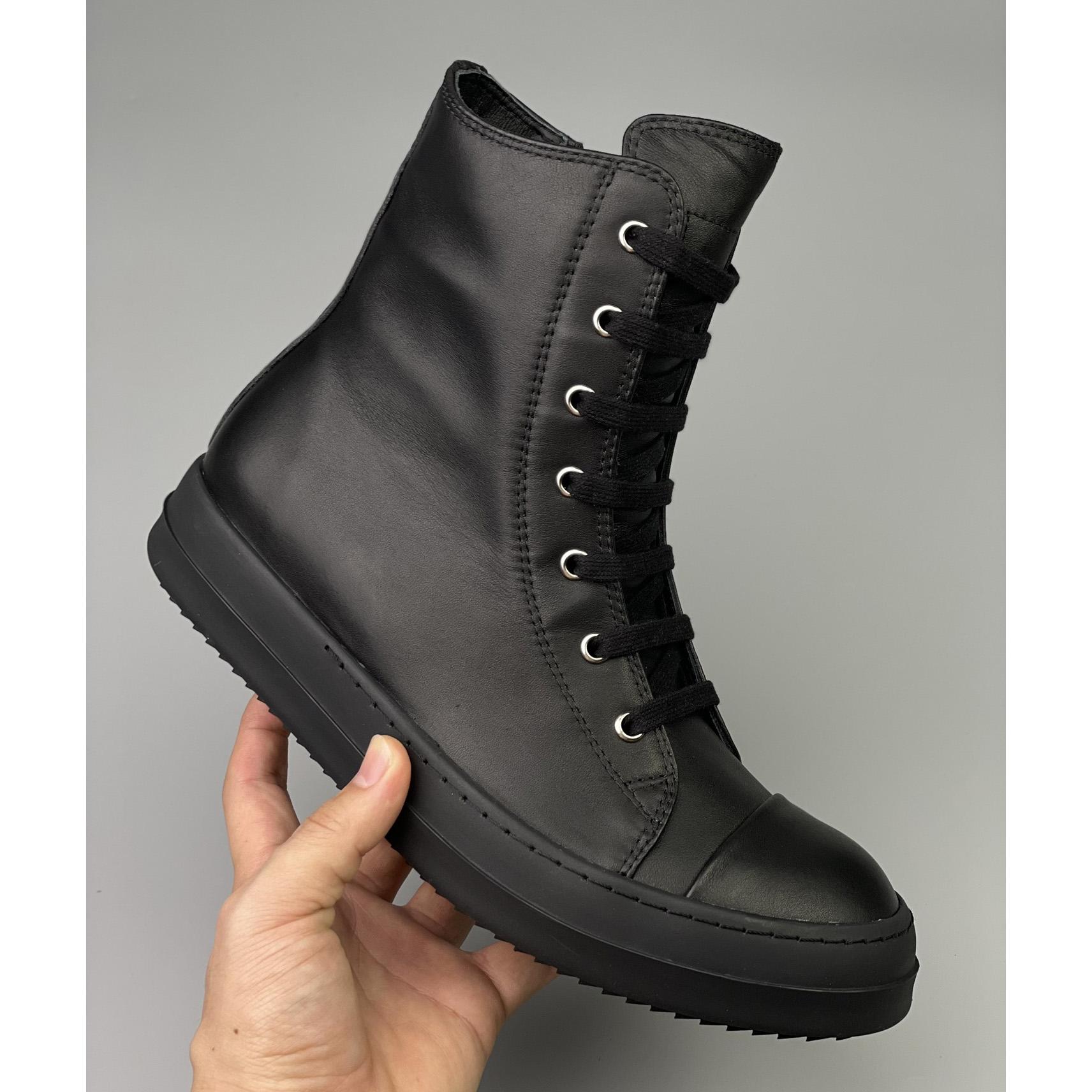 Rick Owens  Leather High Top Sneakers - FashionPlug