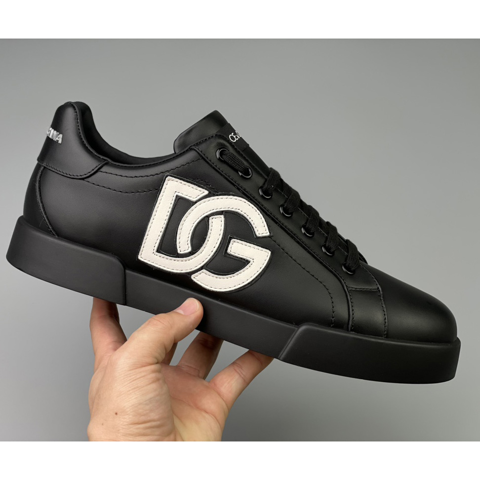 Dolce & Gabbana Calfskin Portofino Sneakers With DG Logo - FashionPlug