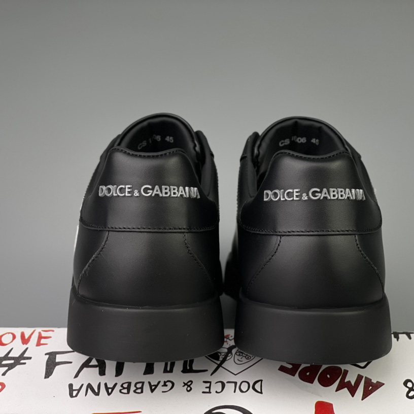 Dolce & Gabbana Calfskin Portofino Sneakers With DG Logo - FashionPlug