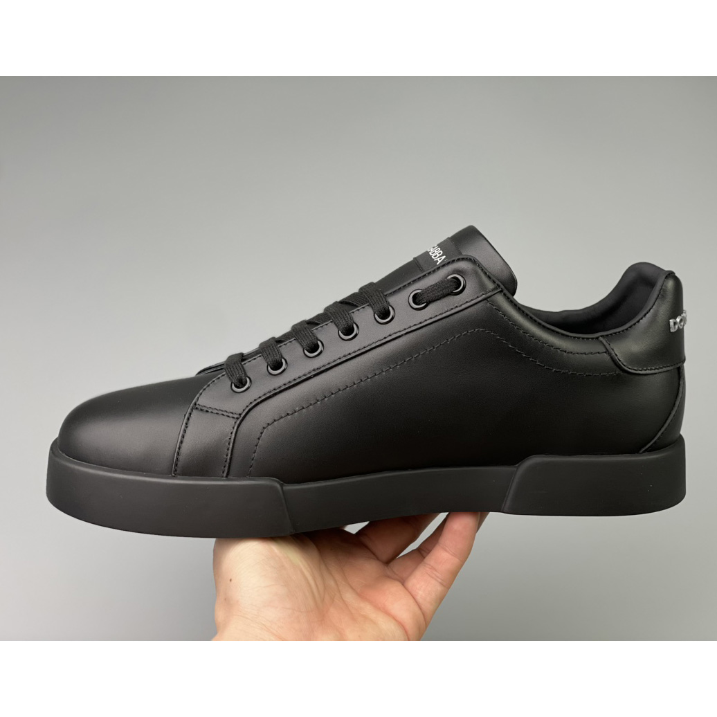 Dolce & Gabbana Calfskin Portofino Sneakers With DG Logo - FashionPlug