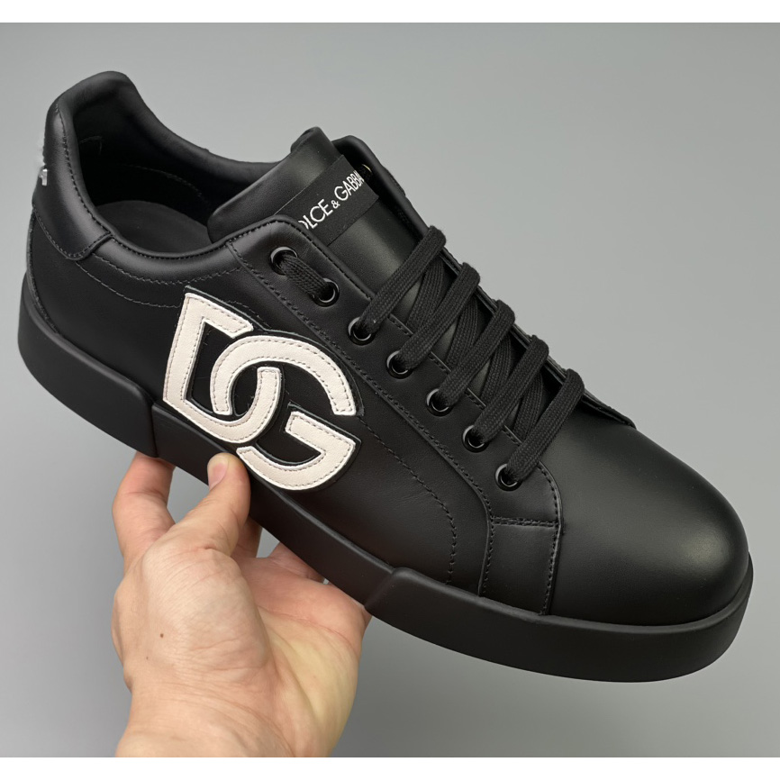 Dolce & Gabbana Calfskin Portofino Sneakers With DG Logo - FashionPlug