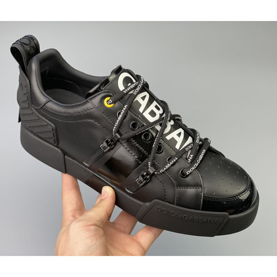 Dolce & Gabbana Portofino Sneakers In Calfskin And Patent Leather - FashionPlug