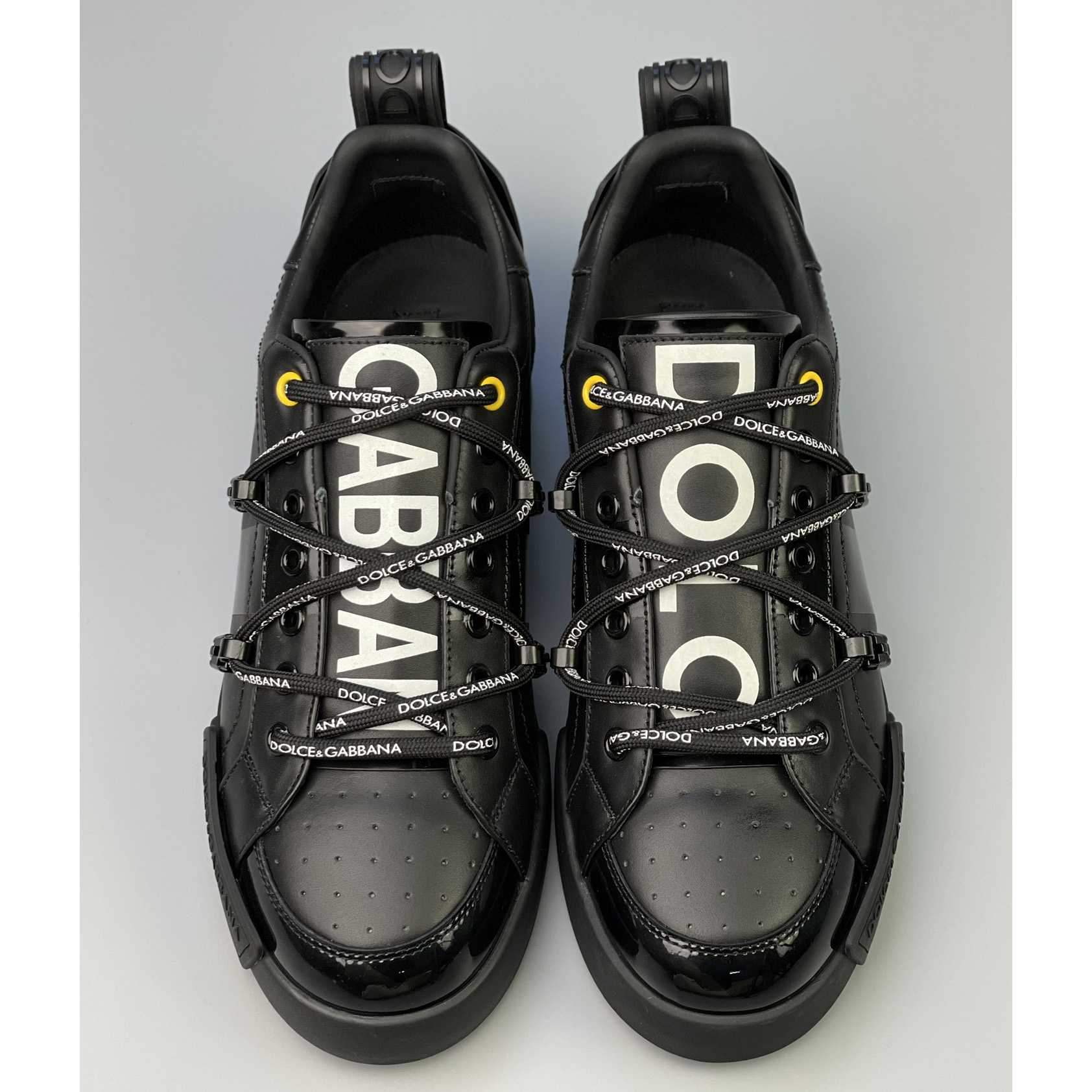 Dolce & Gabbana Portofino Sneakers In Calfskin And Patent Leather - FashionPlug