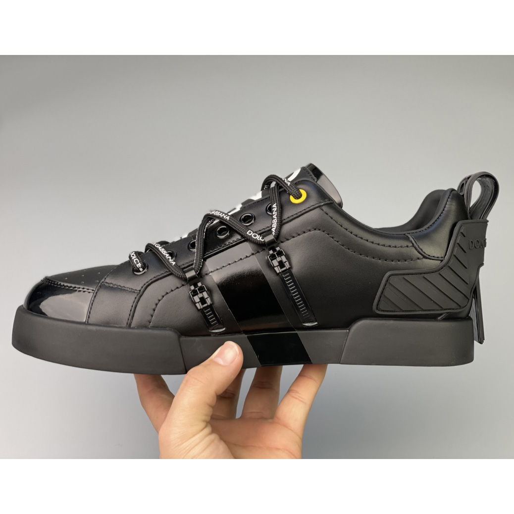 Dolce & Gabbana Portofino Sneakers In Calfskin And Patent Leather - FashionPlug