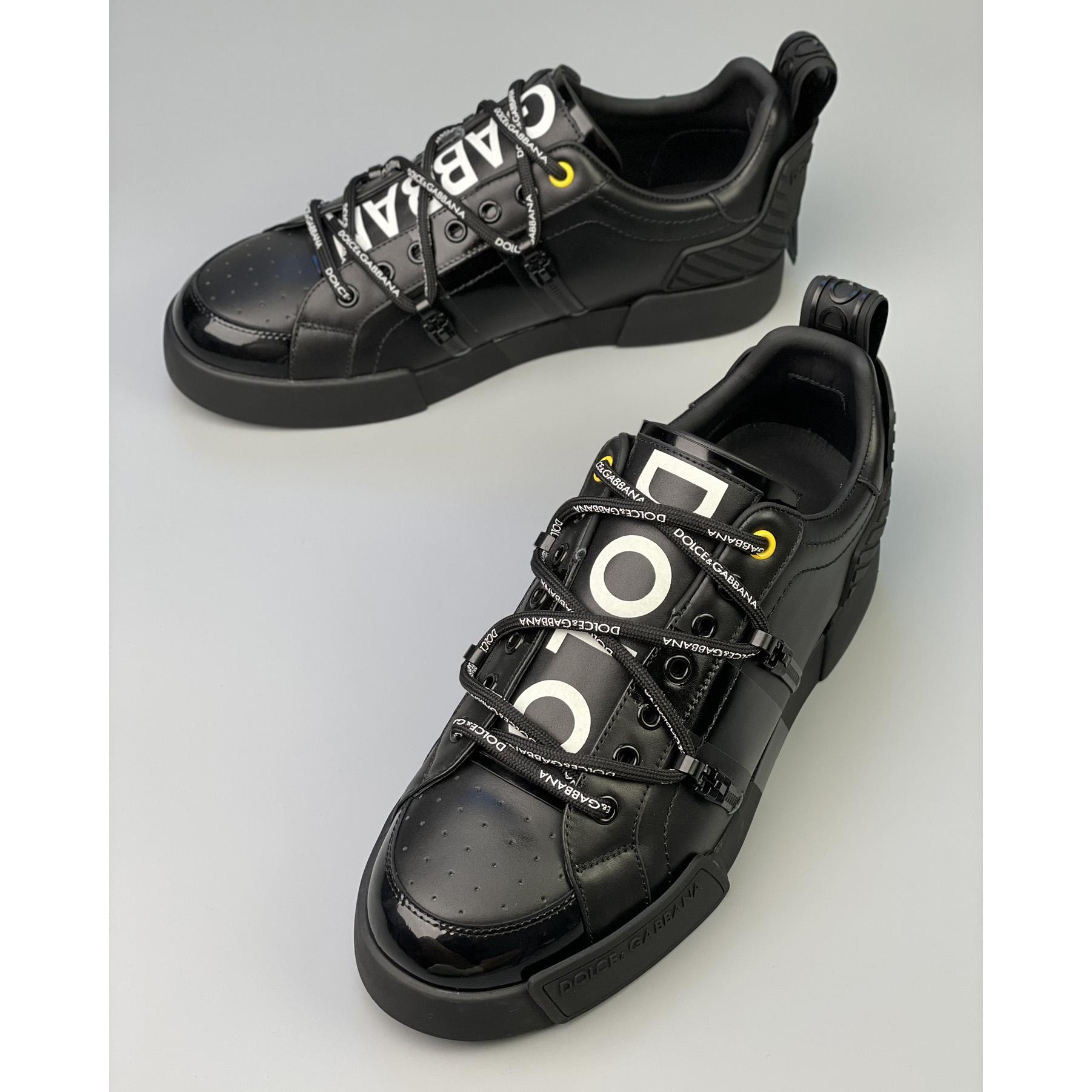 Dolce & Gabbana Portofino Sneakers In Calfskin And Patent Leather - FashionPlug