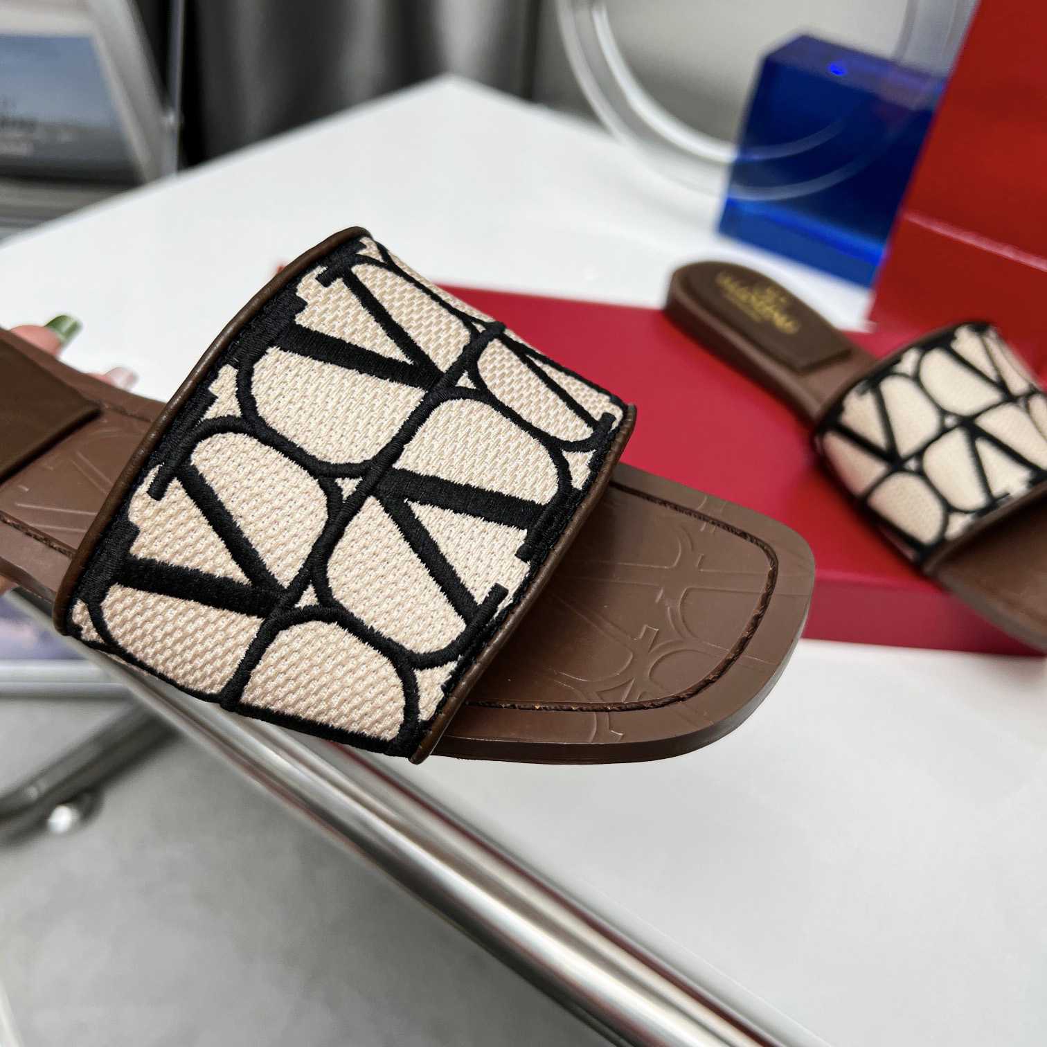 Valenti Toile Iconographe Slide Sandal  - FashionPlug