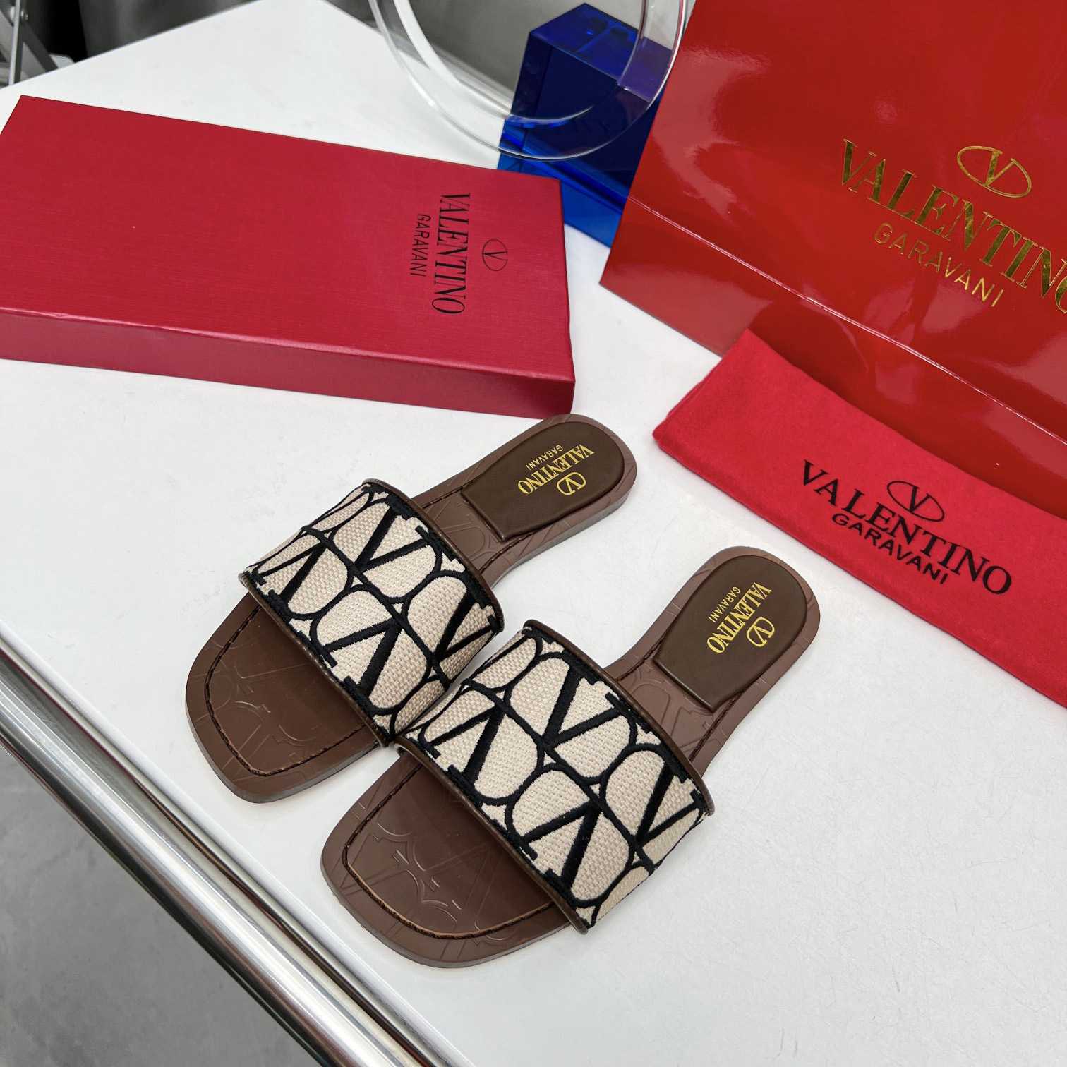 Valenti Toile Iconographe Slide Sandal  - FashionPlug