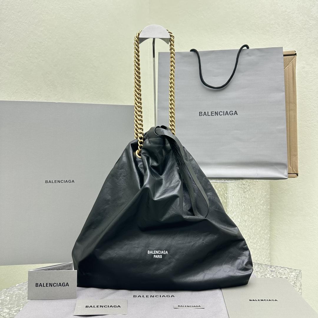Balenciaga Women's Crush Medium Tote Bag In Black - FashionPlug