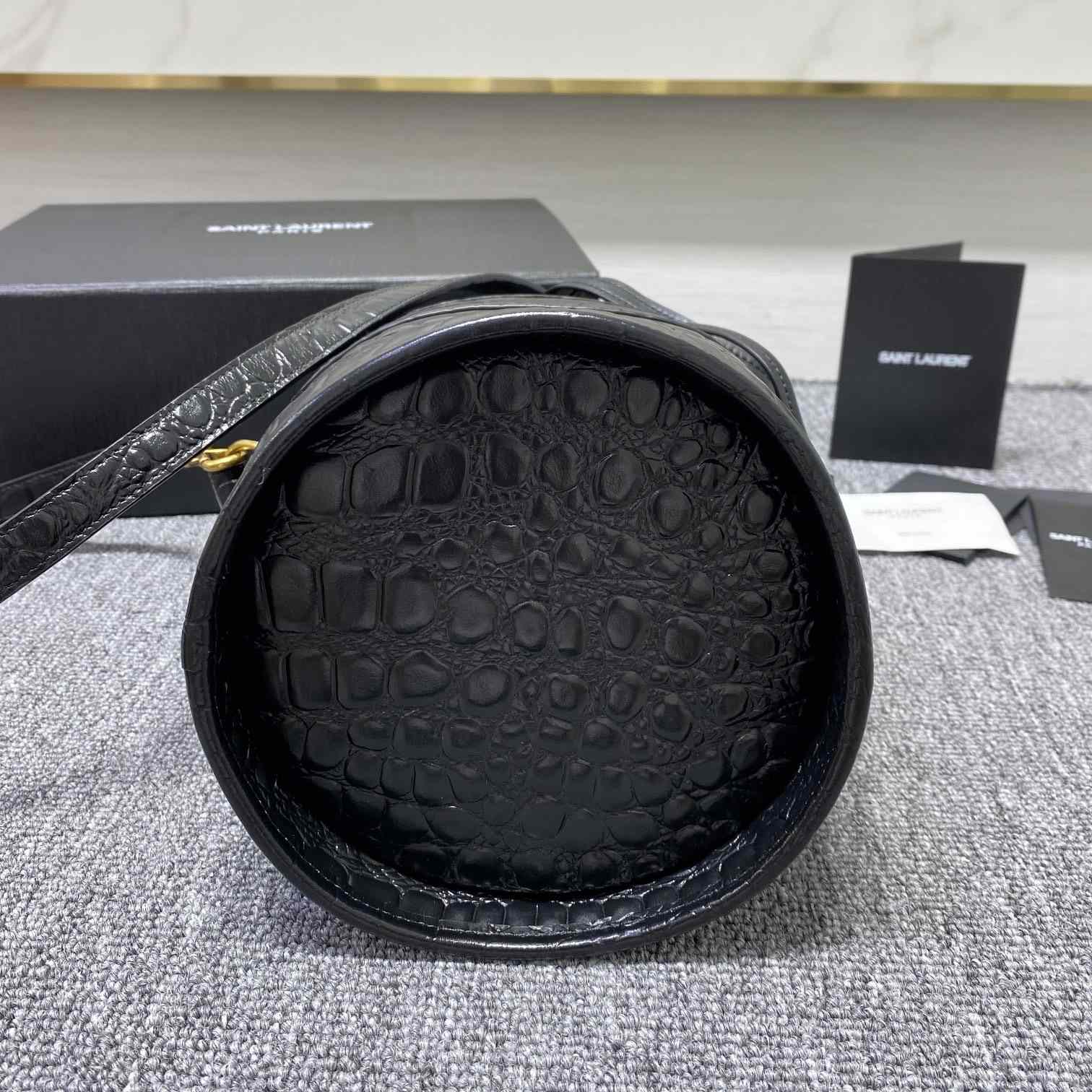 Saint Laurent Crocodile-effect Embossed Bucket Bag(16x26x16cm) - FashionPlug
