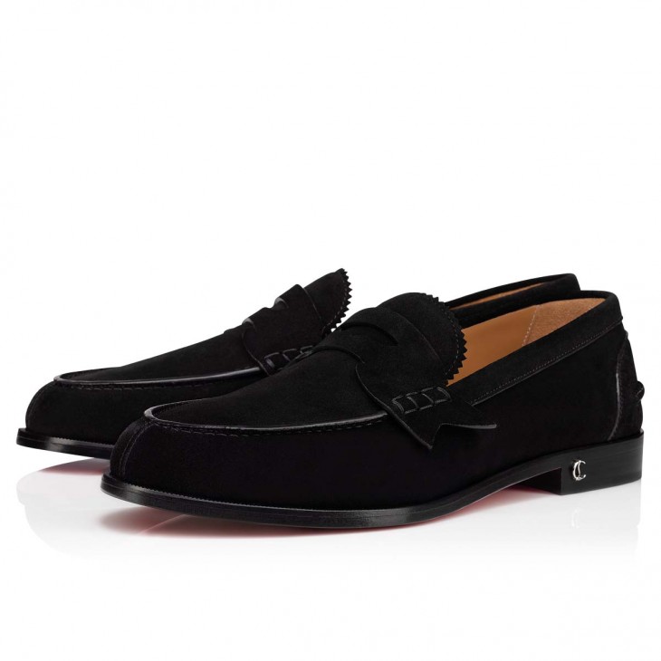 Christian Louboutin No Penny Loafers - Calf Leather - Black - FashionPlug