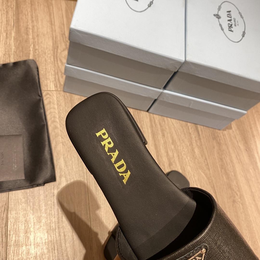 Prada Saffiano Leather Slides - FashionPlug