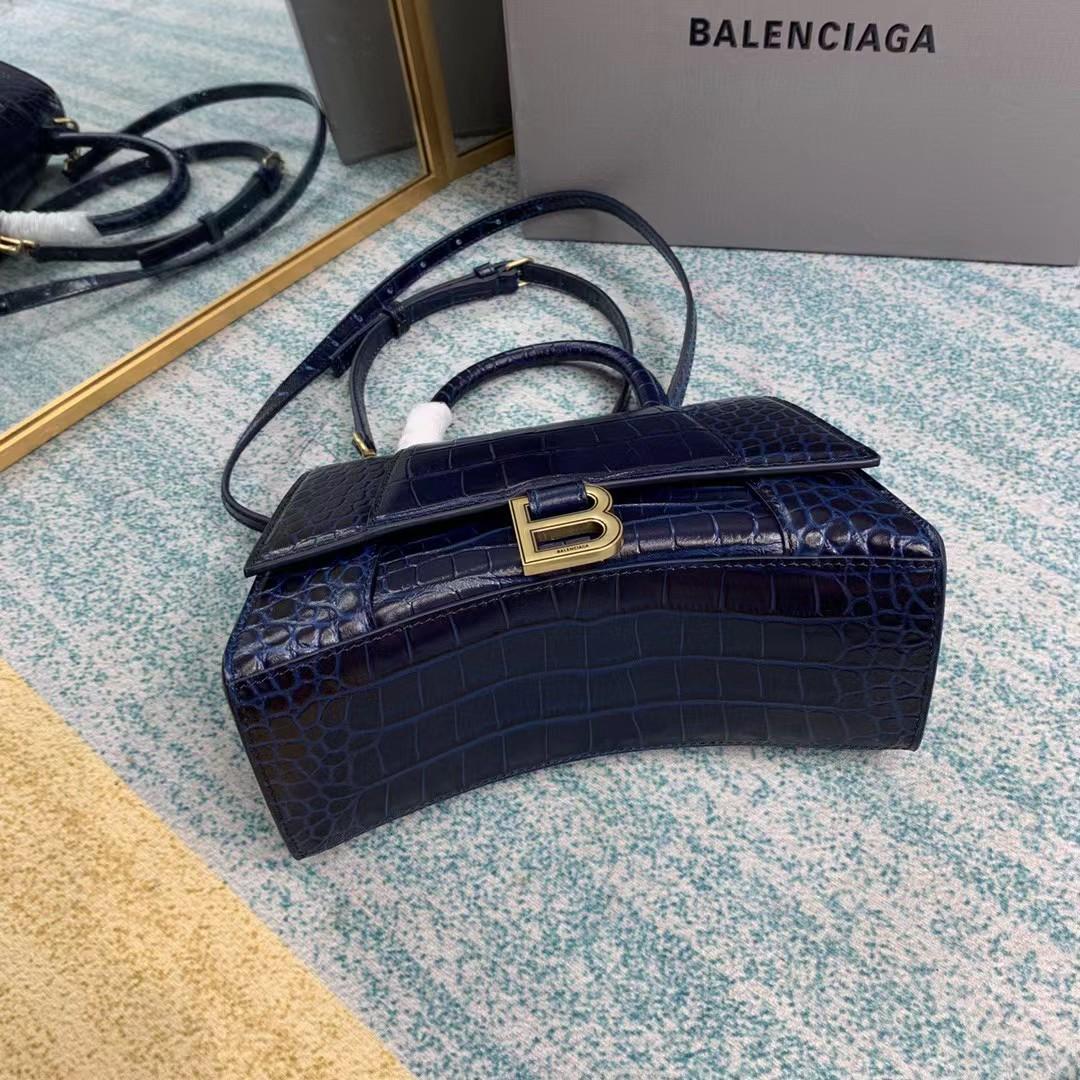 Balenciaga Small Hourglass Crocodile Effect Bag(23-15-10cm) - FashionPlug
