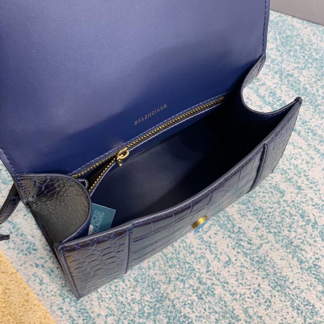 Balenciaga Small Hourglass Crocodile Effect Bag(23-15-10cm) - FashionPlug