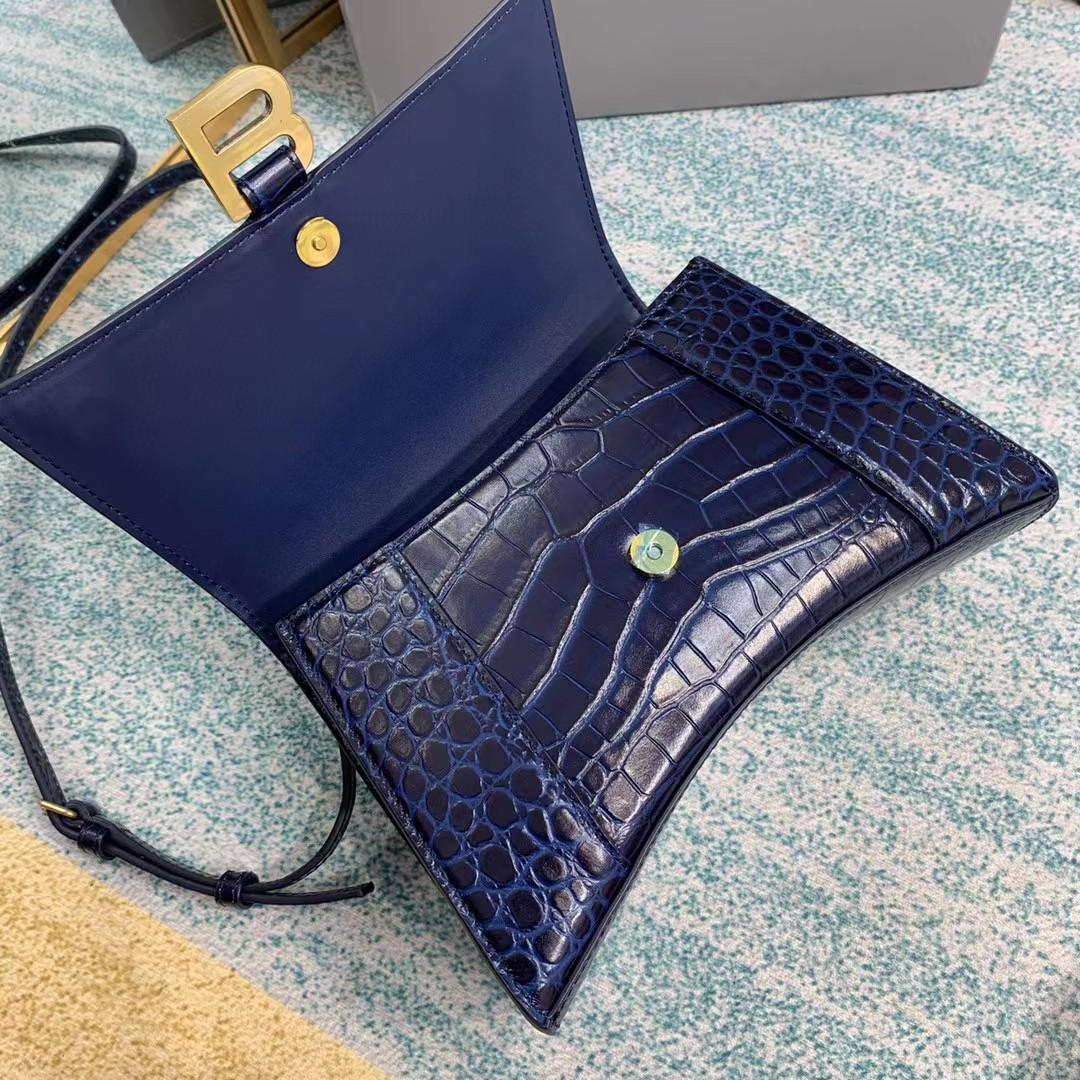 Balenciaga Small Hourglass Crocodile Effect Bag(23-15-10cm) - FashionPlug
