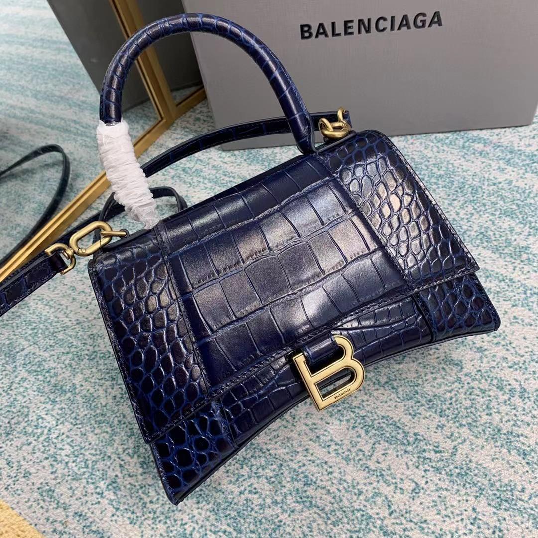 Balenciaga Small Hourglass Crocodile Effect Bag(23-15-10cm) - FashionPlug