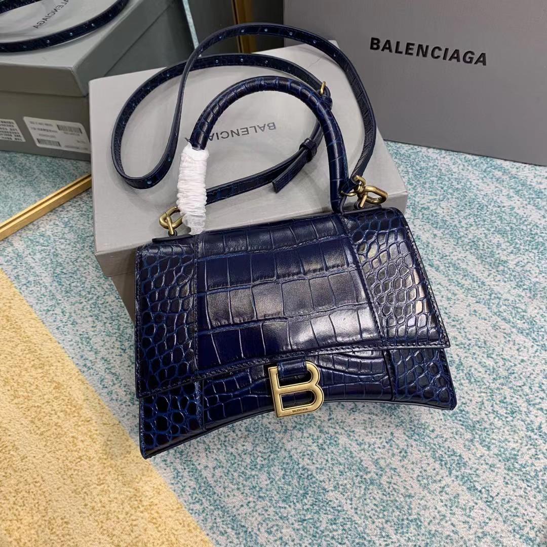 Balenciaga Small Hourglass Crocodile Effect Bag(23-15-10cm) - FashionPlug