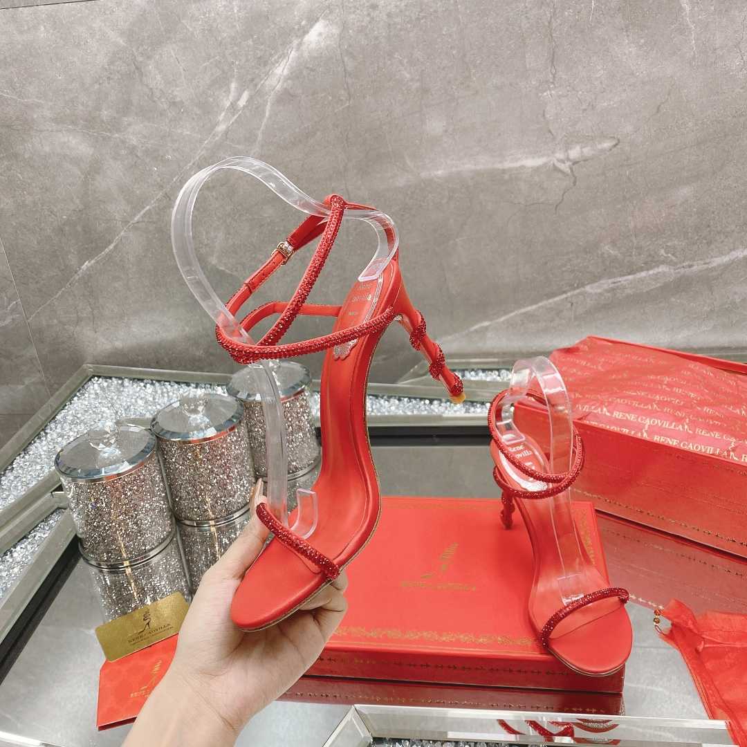 Rene Caovilla Margot Crystal Red Sandal - FashionPlug