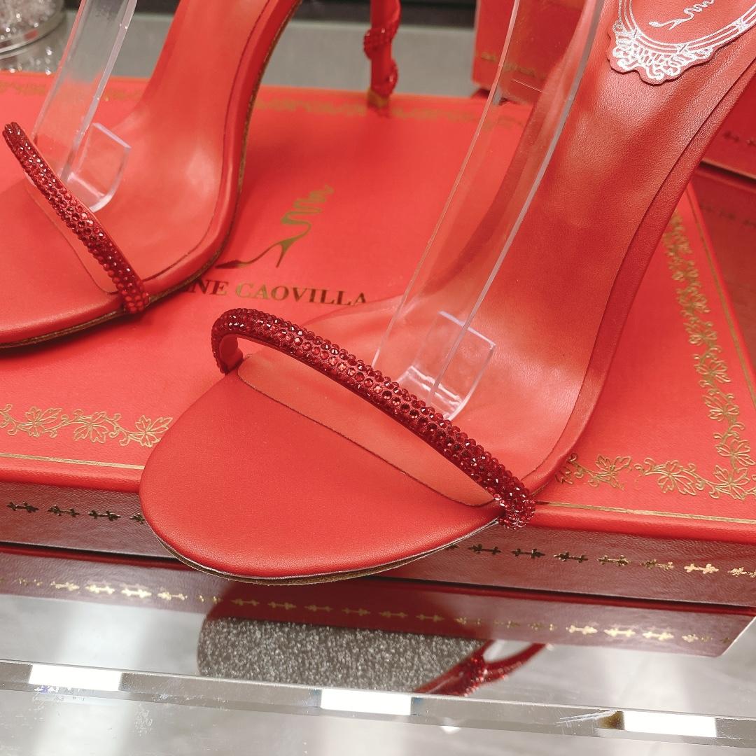 Rene Caovilla Margot Crystal Red Sandal - FashionPlug