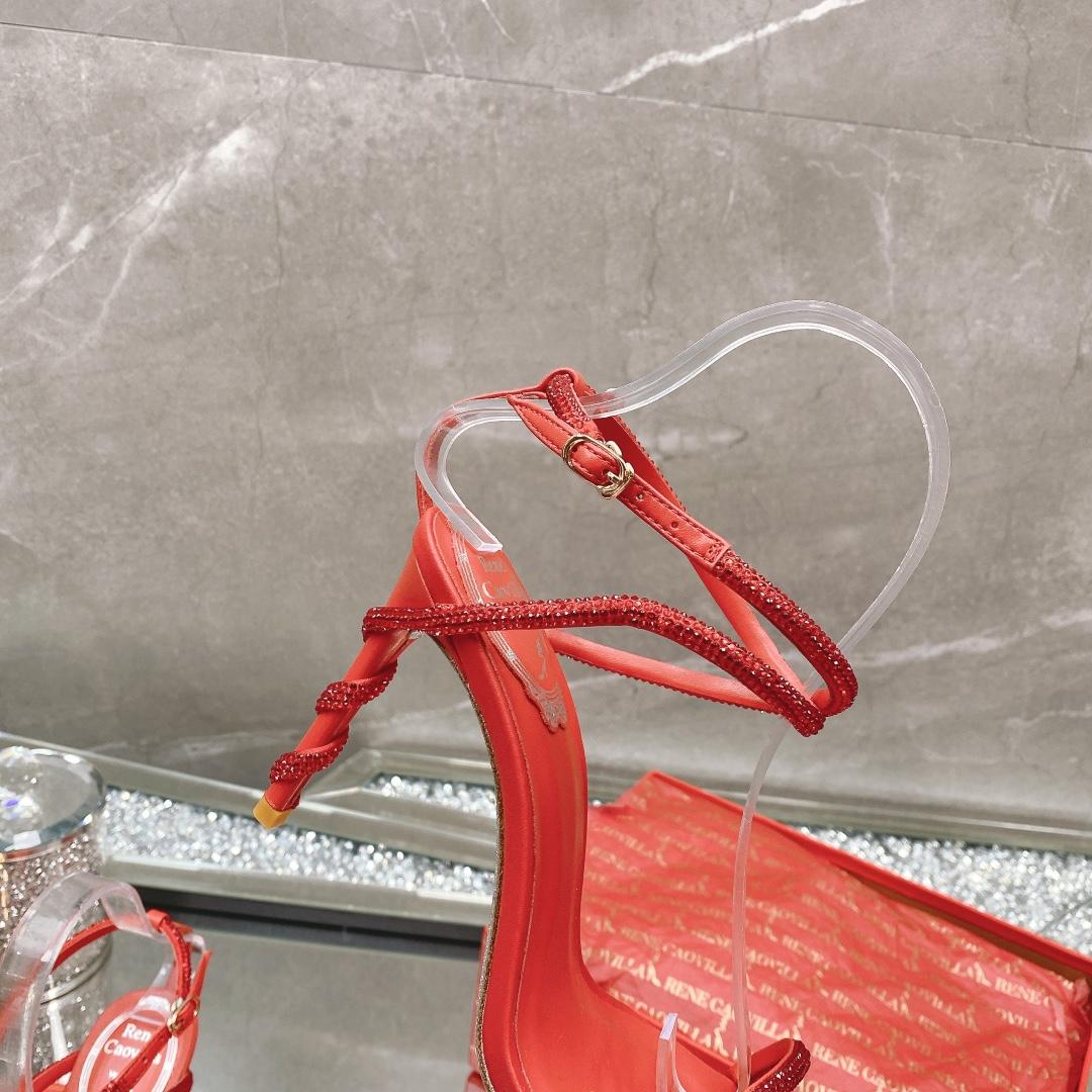 Rene Caovilla Margot Crystal Red Sandal - FashionPlug