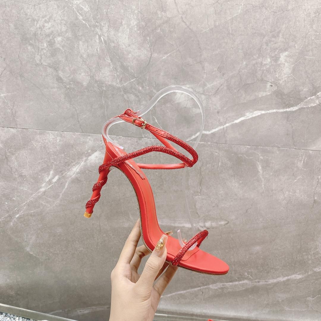 Rene Caovilla Margot Crystal Red Sandal - FashionPlug
