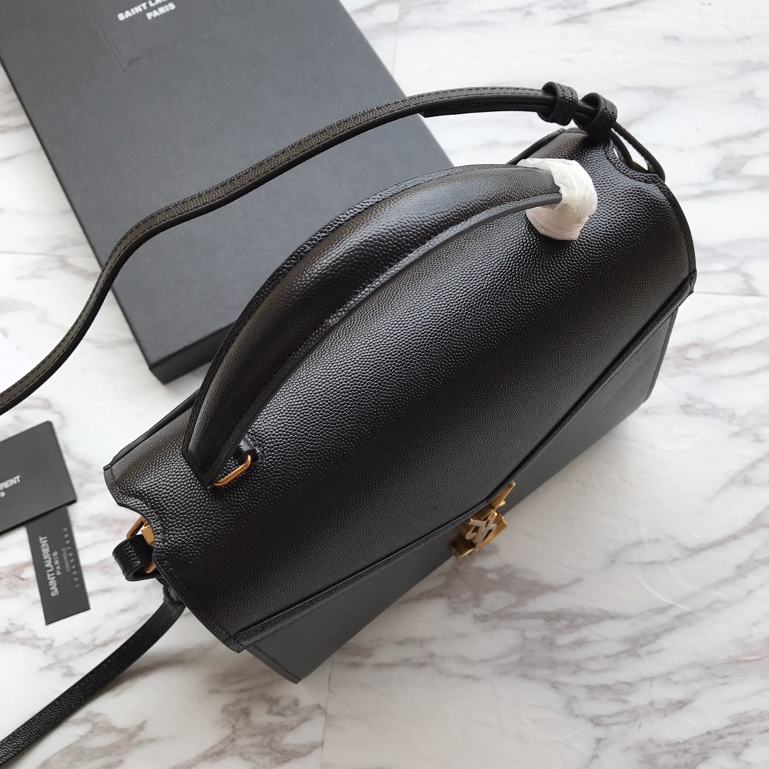 Saint Laurent Cassandra MIni Top Handle Bag In Grain De Poudre Embossed Leather - FashionPlug