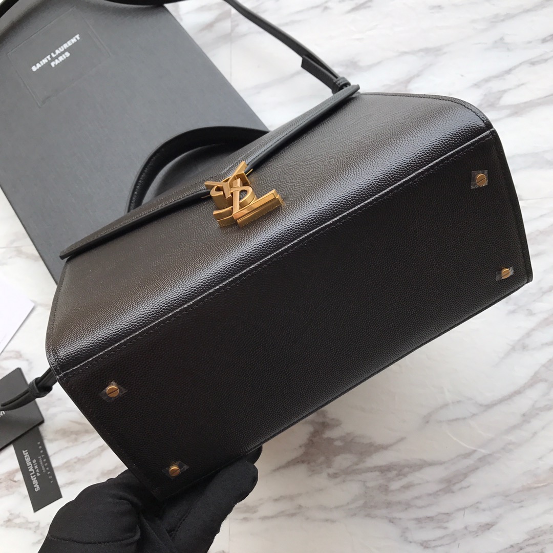 Saint Laurent Cassandra MIni Top Handle Bag In Grain De Poudre Embossed Leather - FashionPlug