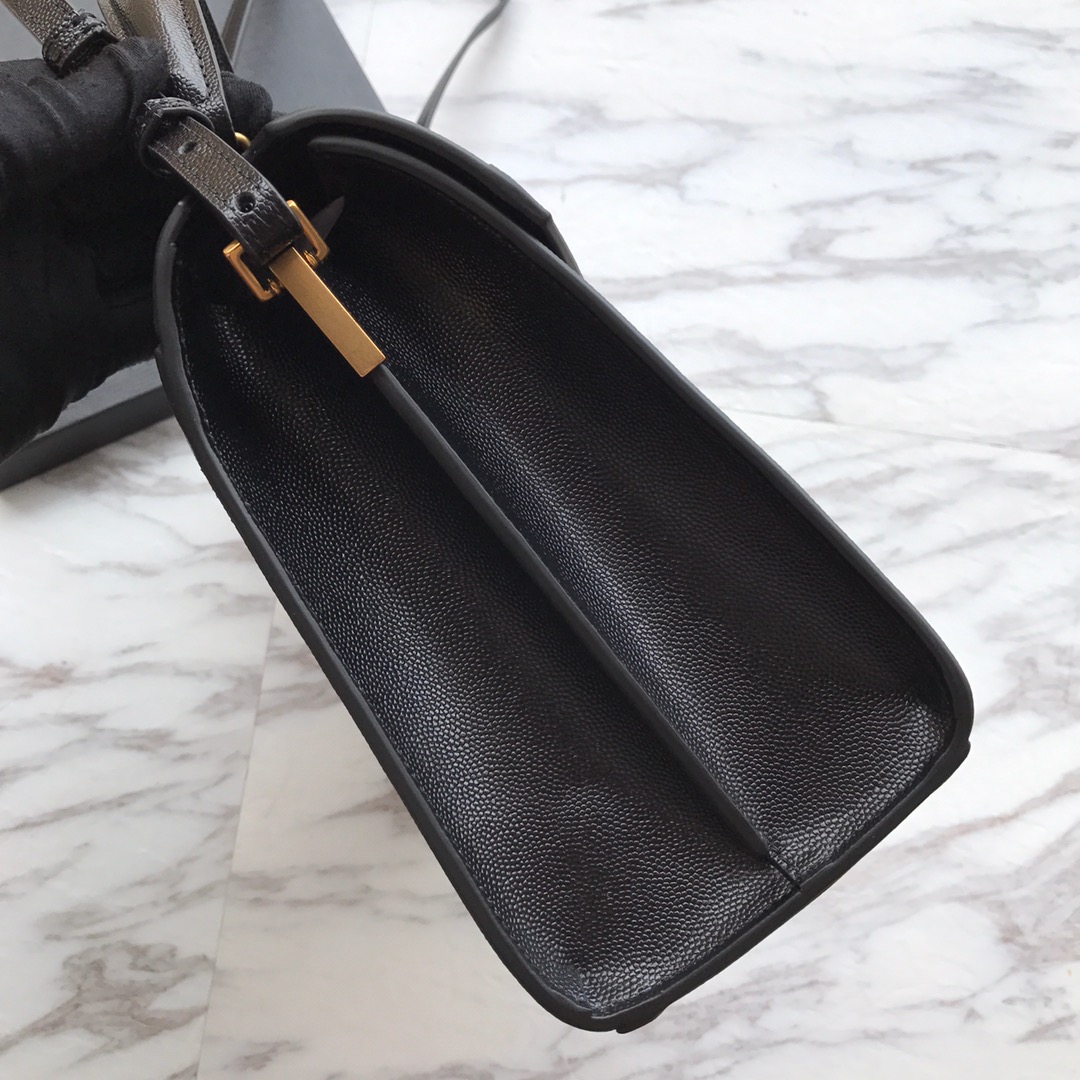 Saint Laurent Cassandra MIni Top Handle Bag In Grain De Poudre Embossed Leather - FashionPlug