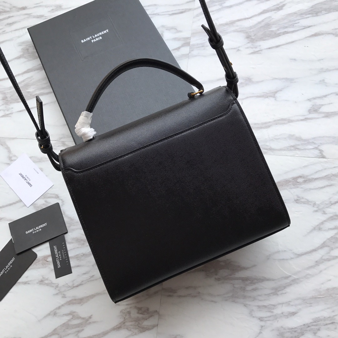 Saint Laurent Cassandra MIni Top Handle Bag In Grain De Poudre Embossed Leather - FashionPlug
