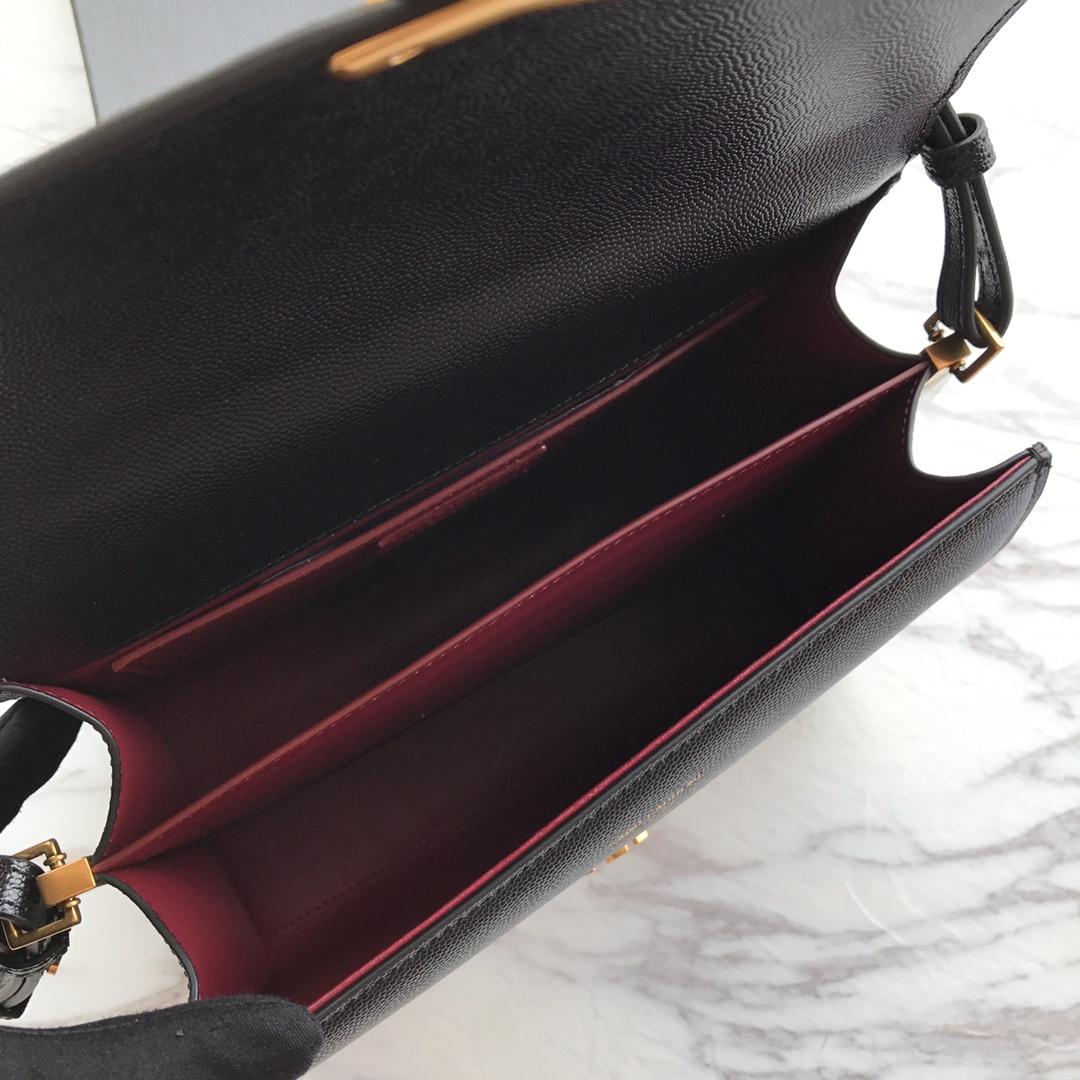 Saint Laurent Cassandra MIni Top Handle Bag In Grain De Poudre Embossed Leather - FashionPlug