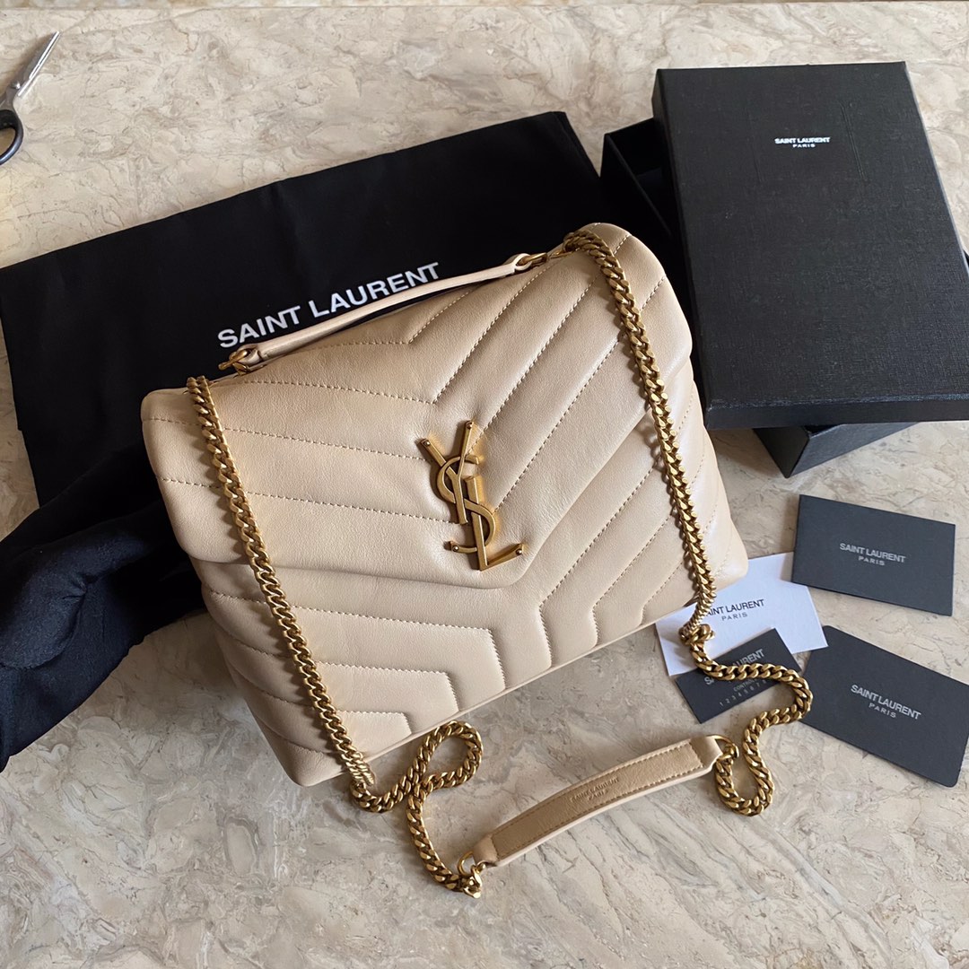 Saint Laurent Loulou Small Chain Bag In Quilted "Y" Leather(25cm) - FashionPlug