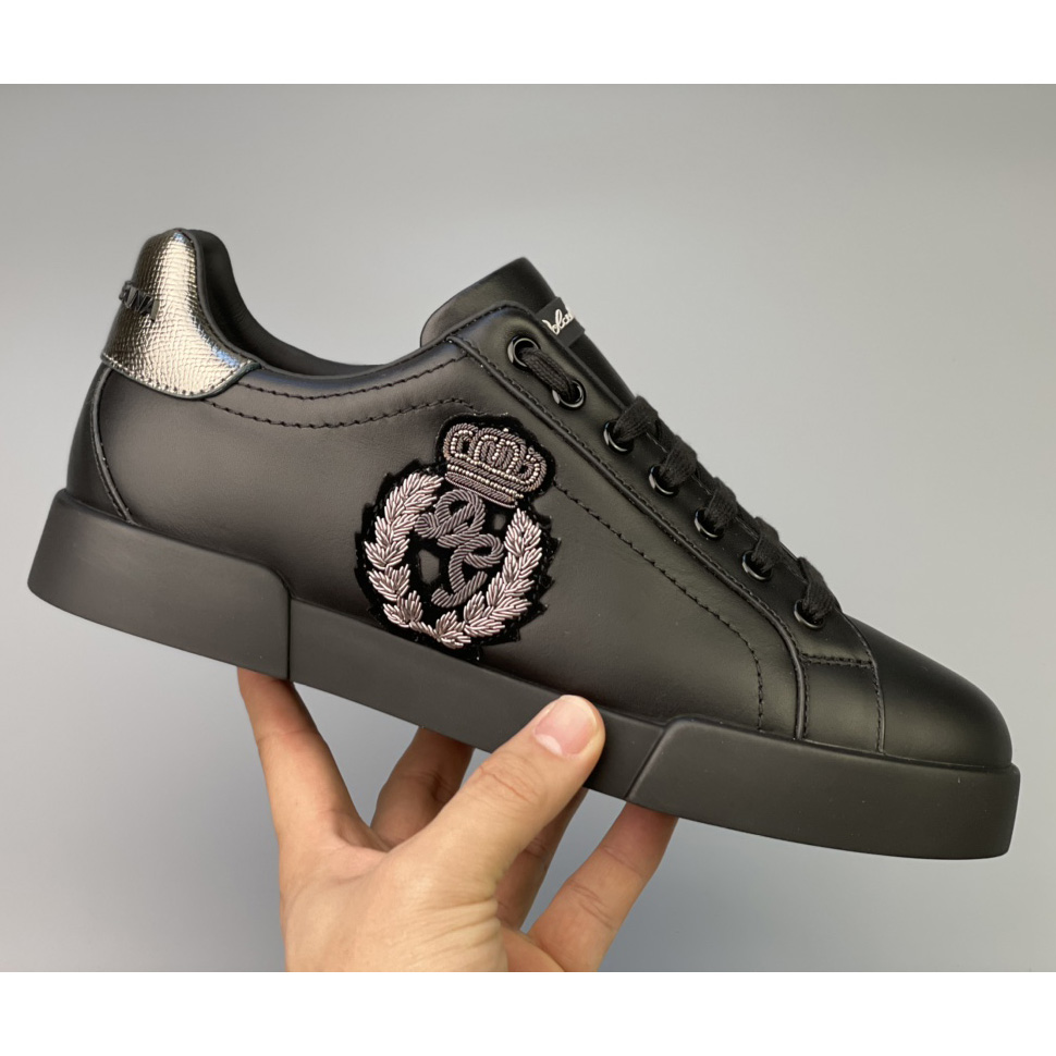 Dolce & Gabbana Calfskin Nappa Portofino Sneakers With Crown Patch - FashionPlug