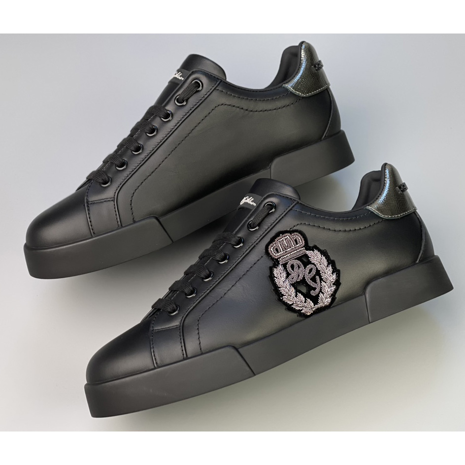 Dolce & Gabbana Calfskin Nappa Portofino Sneakers With Crown Patch - FashionPlug