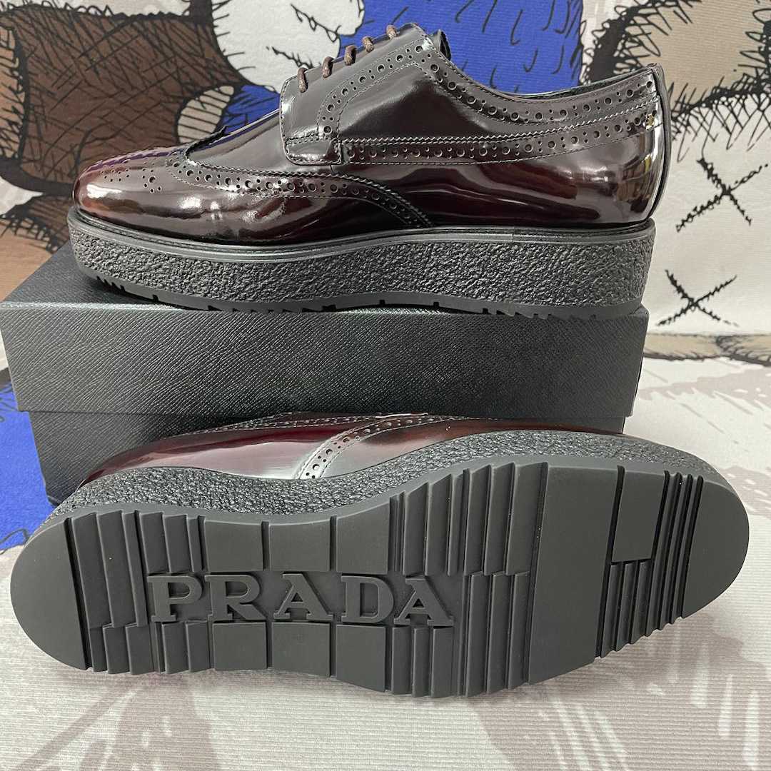 Prada Two Tone Brogue Leather Lace Up Derby(Upon UK Size) - FashionPlug