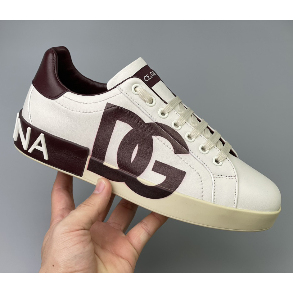 Dolce & Gabbana Calfskin Portofino Sneakers With DG Logo - FashionPlug