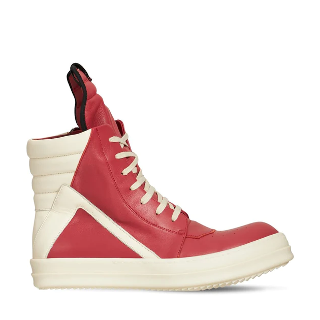 Rick Owens Red Geobasket High-Top Sneakers - FashionPlug