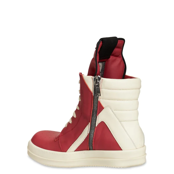 Rick Owens Red Geobasket High-Top Sneakers - FashionPlug