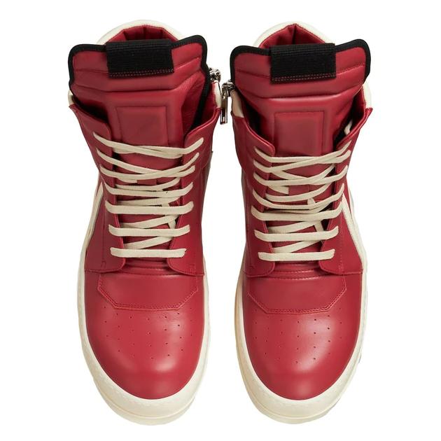 Rick Owens Red Geobasket High-Top Sneakers - FashionPlug