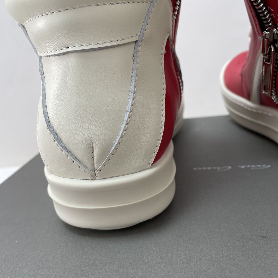 Rick Owens Red Geobasket High-Top Sneakers - FashionPlug