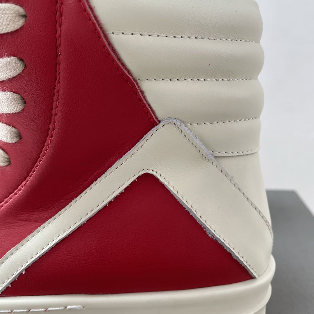 Rick Owens Red Geobasket High-Top Sneakers - FashionPlug