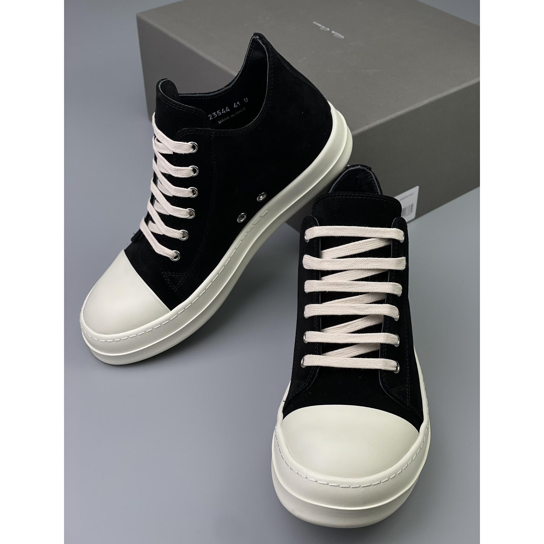 Rick Owens  Leather Low Sneakers - FashionPlug