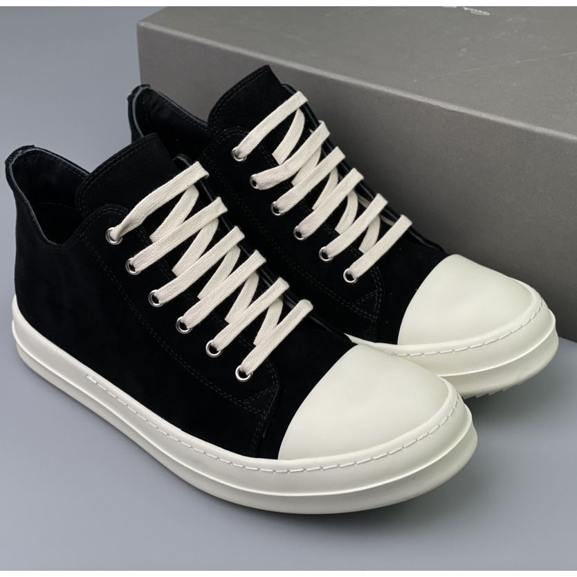 Rick Owens  Leather Low Sneakers - FashionPlug