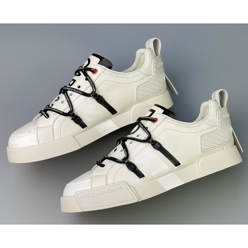 Dolce & Gabbana Portofino Sneakers In Calfskin And Patent Leather - FashionPlug