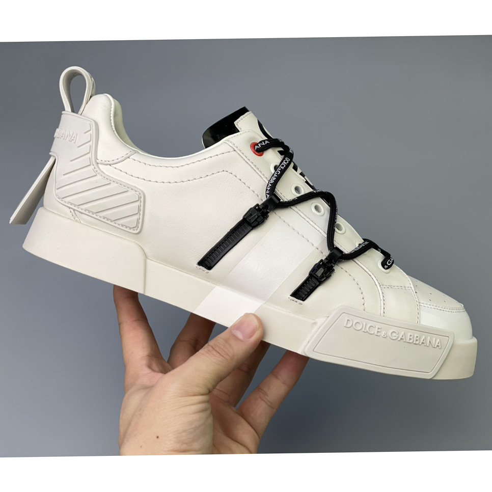 Dolce & Gabbana Portofino Sneakers In Calfskin And Patent Leather - FashionPlug