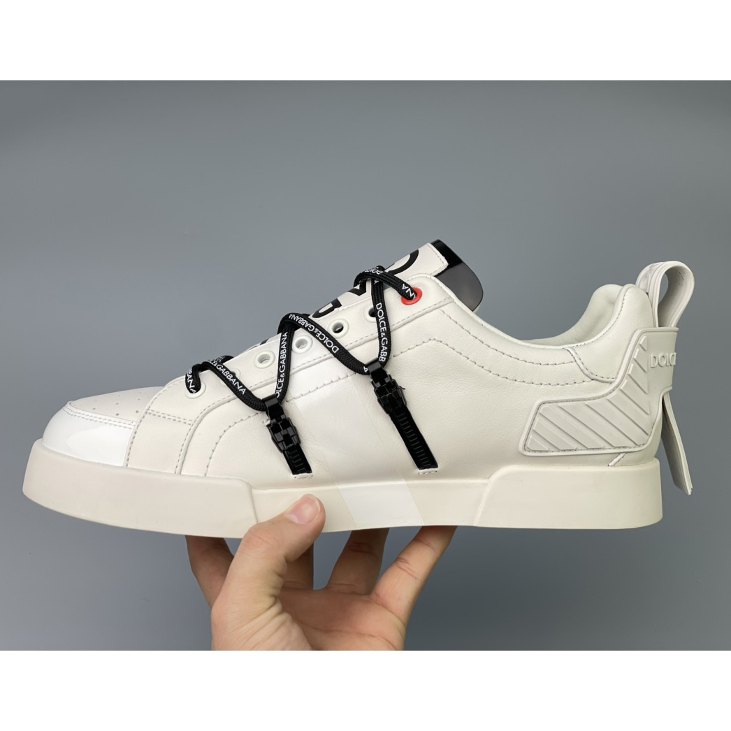 Dolce & Gabbana Portofino Sneakers In Calfskin And Patent Leather - FashionPlug