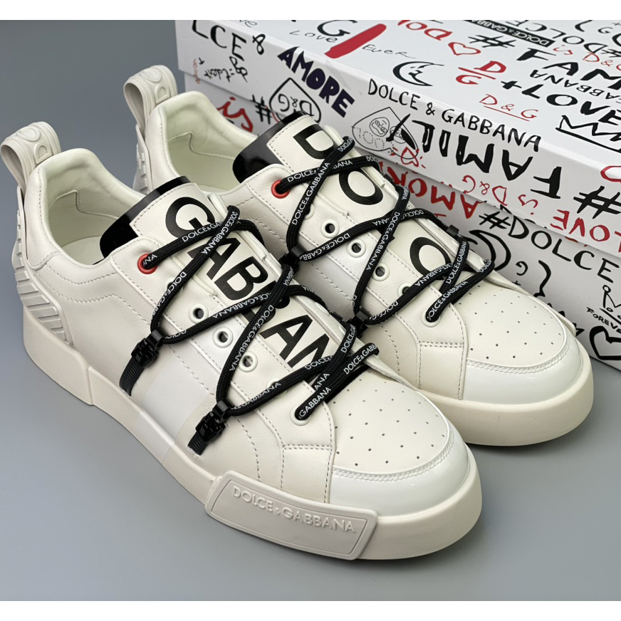 Dolce & Gabbana Portofino Sneakers In Calfskin And Patent Leather - FashionPlug