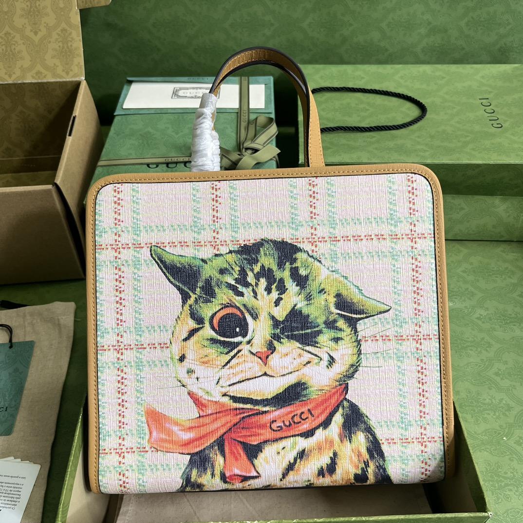 Gucci Children's Top-handle Bag With Cat Print(28.5-25-11cm) - FashionPlug