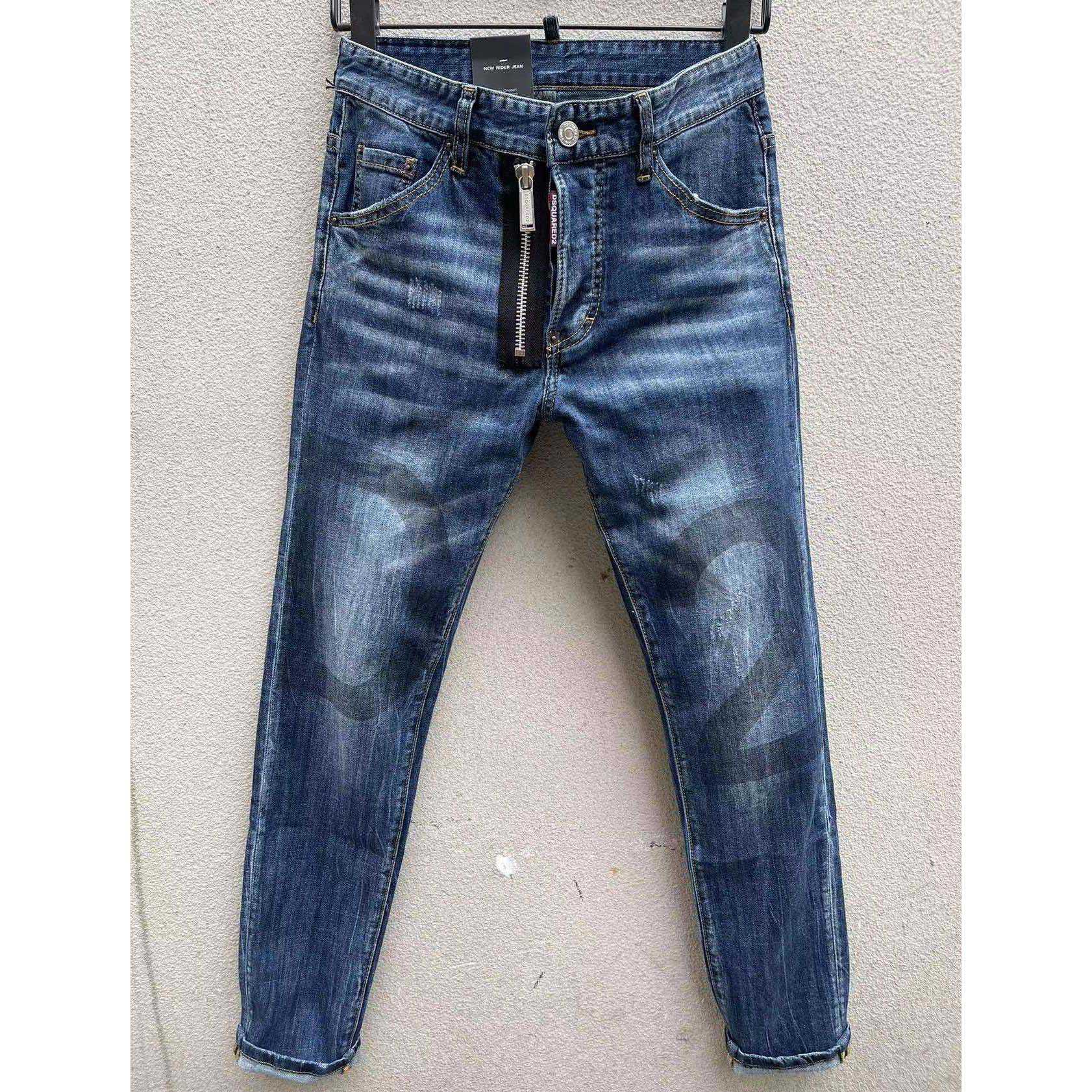 Dsquared2 Logo Detailed Skinny Jeans In Blue   DSQ102 - FashionPlug